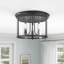 Savala 3-Light Classic Candle Glass Black Dimmable Flush Mount Light