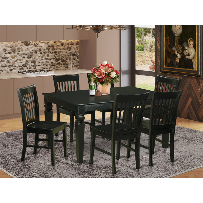 Ensemble de table de salle à manger 7 pièces 7 pièces Modernes, Noir