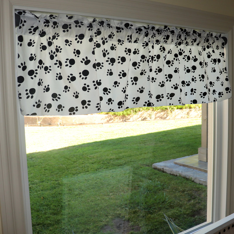 Cantonnière Paw Print, L 58 po x L 16 po, Noir sur blanc