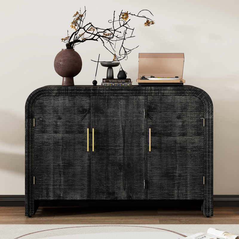 47.2'' Wide 3 - Door Filing Credenza, Black