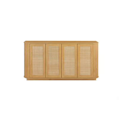 Meuble télé de 64 po en forme de vague, buffet d'angle arrondi, armoire de rangement, buffet