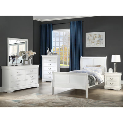Twin Size Solid Wood White Bed For Bedroom, Style, Bracket Feet, English , Foundation Needed Efficiency In Transitional Character