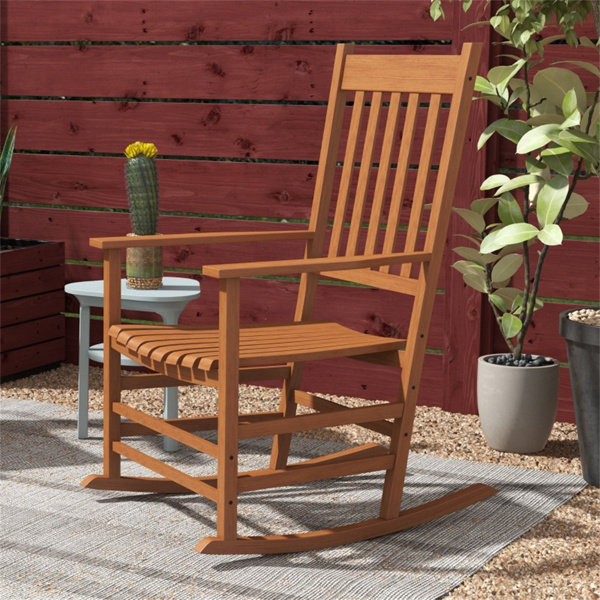 Ensemble de 2 chaises berçantes d'extérieur en teck l 27,25 po x H 45,25 po