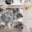 Abstract Yellow/Black/Grey Area Rug-388269379