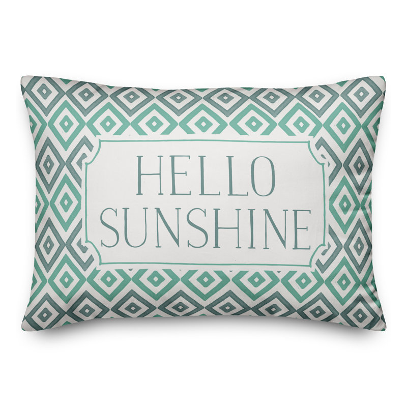 Housse de coussin rectangulaire d'extérieur Hello Sunshine, Bleu sarcelle