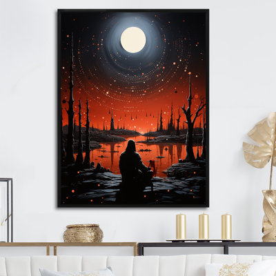 Cérémonie Native Moonlit, paysage, art mural amérindien, salon