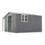 Remise de rangement extérieure 10 pi x 12 pi, très grande remise en métal avec portes verrouillables, fenêtres, petite maison en acier à l'extérieur idéale pour le jardin, la cour, le service de patio, le rangement d'outils, les poulaillers