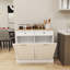 Armoire poubelle de cuisine à deux tiroirs et deux compartiments inclinables - blanc-1307775467