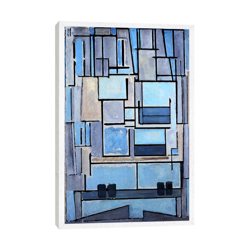 Composition No. 9, 1914 by Piet Mondrian - Painting on Canvas, 66.04 cm H x 45.72 cm W, White Framed