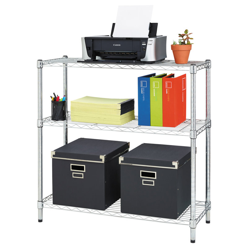 Silver Steel 36" Three-Shelf Wire Shelving Unit