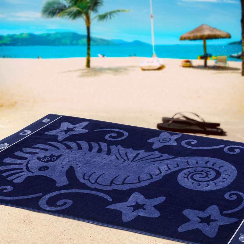 Makenna Ultra Absorbent Sea Horse Shells Starfish Cotton Pool Beach Towel