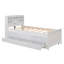 Lit plateforme simple avec tête de lit, USB, lit gigogne simple et 3 tiroirs, blanc-1791686111