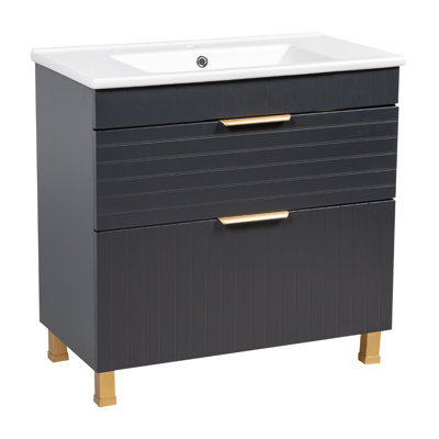 Jakkar 34'' Single Bathroom Vanity with Ceramic Top