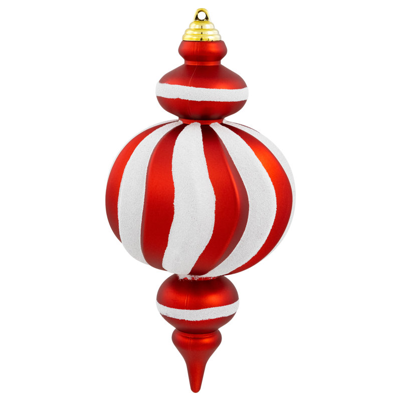 Ornements de Noël en forme de fleuron incassable de taille commerciale - 10 po - ensemble de 4, Rouge / blanc