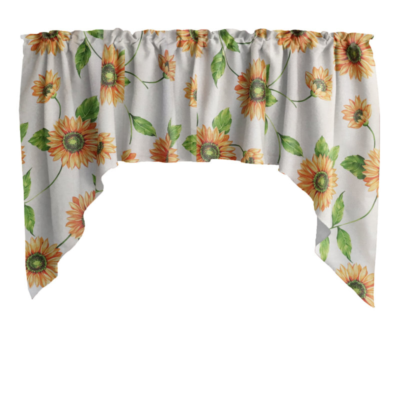 Cantonnière à motif de tournesols, Blanc