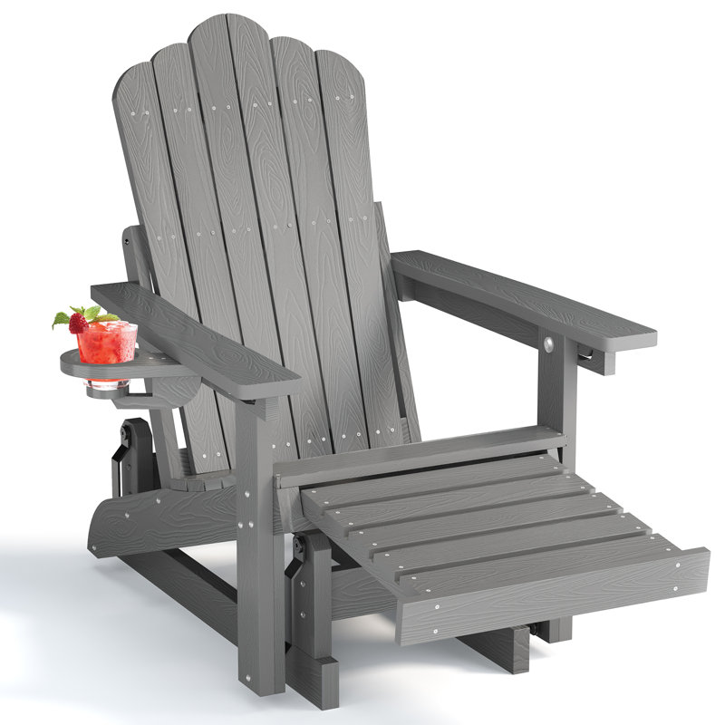 Chaise berçante d'extérieur en PEHD Adirondack, Gris lointain, Yes