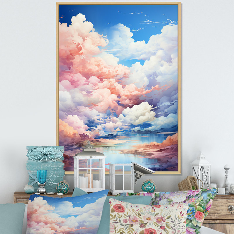 «Clouds Caress Minimalist Horizon I» sur toile, Cadre naturel flottant, H 20 po x l 12 po x P 1 po