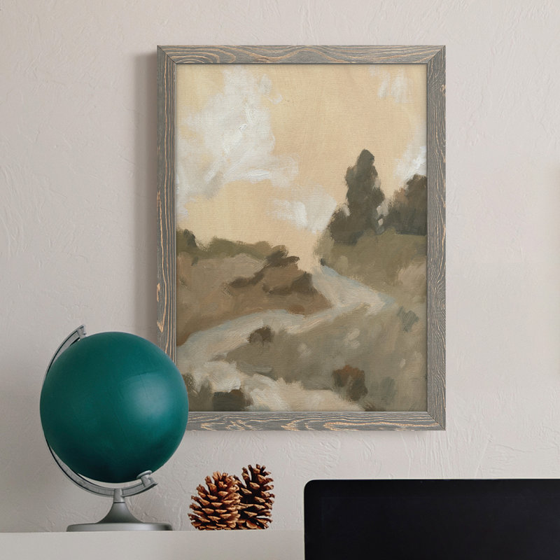 Hillside Walking Path I - Peinture sur toile encadrée, H 38 po x l 28 po x P 1 po, gris
