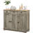 Modern Gray Storage Cabinet - Sideboard With Solid Wood Countertop, 3 Drawers, Doors, Adjustable Shelf For Daily