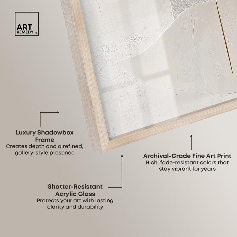 Carved Contours I Shadowbox Print Minimalist Decor by Art Remedy, 37" H x 31" W, Cream