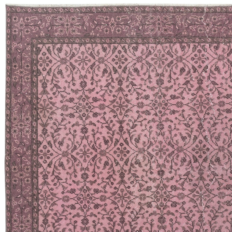 Tapis en laine fabriqué à la main 5,3 x 8,7 pi Tapis moderne rose