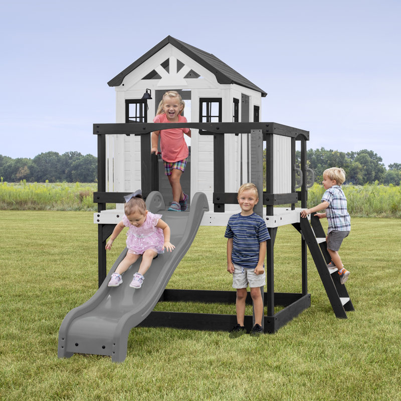 Sweetwater Heights White Cedar Playhouse with Slide and Ladder