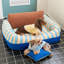 Canapé-lit Cabana pour chien et chat avec traversin enveloppant de 7,8 po, bleu océan