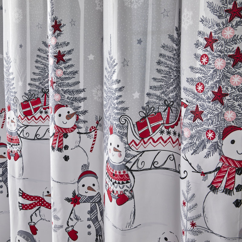 Whistler Snowman Red and Gray Polyester Shower Curtain