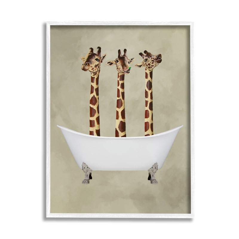 Décoration murale Shepardson trois girafes dans une baignoire pour enfants, H 20 po x l 16 po x P 1,5 po