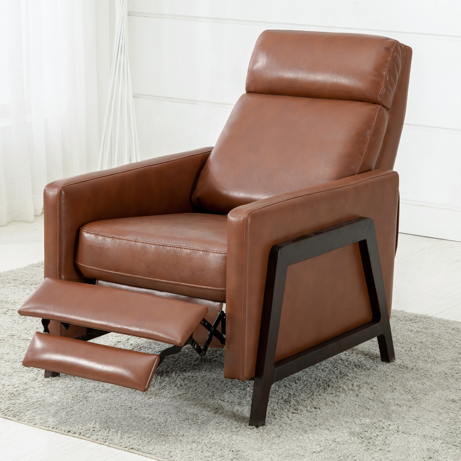 Bosse Vegan Leather Recliner, Caramel Performance Faux Leather