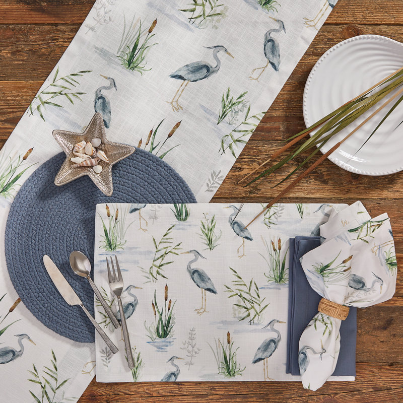  Ensemble de 4 serviettes de table Blue Heron