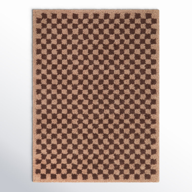 Walker Checkered Wine Shag Area Rug