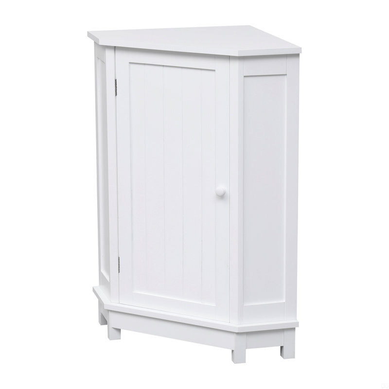 Rangement de coin triangulaire pour armoire de salle de bain avec tablette réglable, panneau de fibres à densité moyenne moderne pour une utilisation efficace de l'espace.