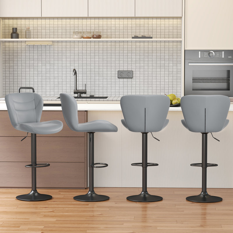 Adjustable Height Counter Stool with Metal Frame, 6, Light Grey
