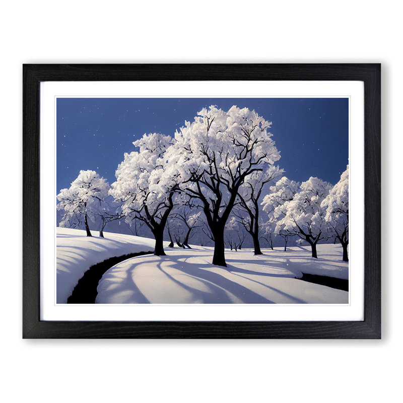 An Insightful Winter Forest - Single Picture Frame Print, 46cm H x 64cm W x 2cm D, Black Framed