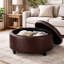 Grand repose-pieds de rangement rond en similicuir brun Niche Knight-1872000246-1872000244