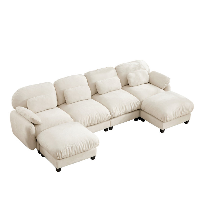 Canapé modulaire modulaire en U, Chenille beige