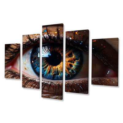 Yellow And Blue Eye Galaxy - Eye Multipanel Wall Art Canvas