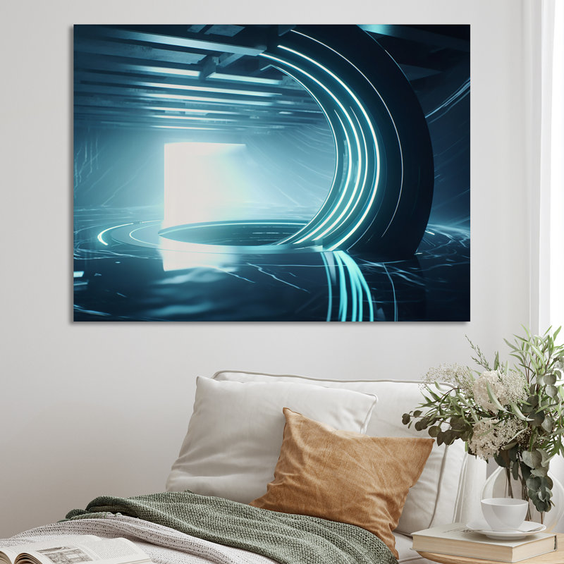 Quantum Universe Futuristic 3D - Abstract Shapes, art mural, H 16 po x l 32 po x P 1 po, Toile tendue