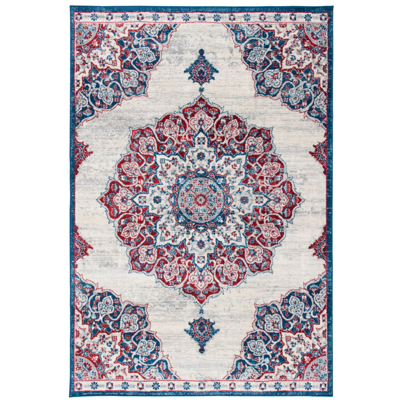 Tapis Arvillia en ivoire / rouge, Rectangle 3 pi x 5 pi