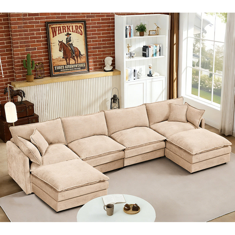 Modular Sectional Sofa U Shaped Couch Set, Coffee Chenille