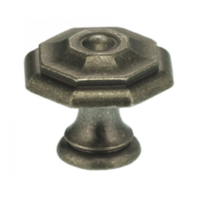 Vintage Geometric Knob, Vintage Iron, 1.56" H x 1.56" W x 1.19" D