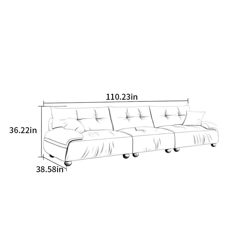 Mid Ancient Style Cream Straight Sofa