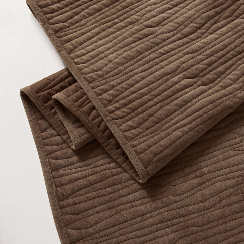 Ensemble de courtepointe en velours Wonderful, Courtepointe grand + 2 couvre-oreillers standard, Taupe clair