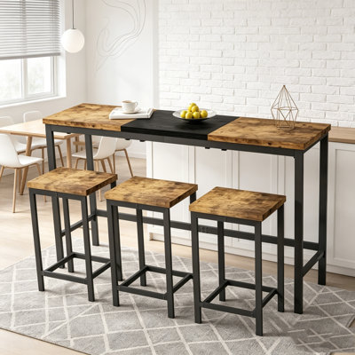 Ensemble de longue table de salle à manger avec tabouret suspendu peu encombrant