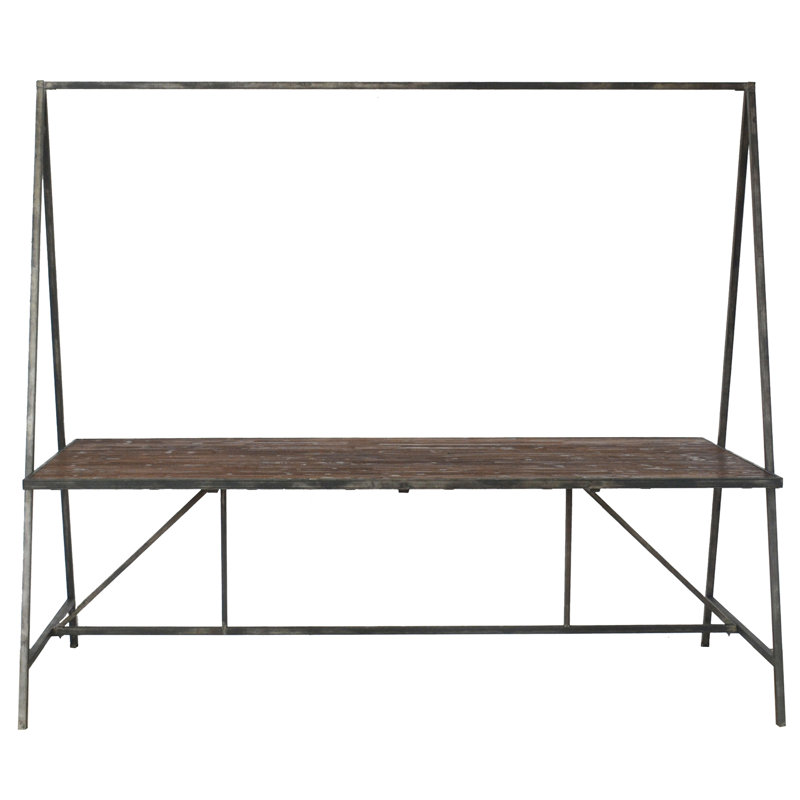 Solid Wood Top Metal Base Dining Table