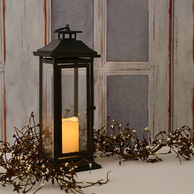 Metal Lantern with Battery Operated Candle