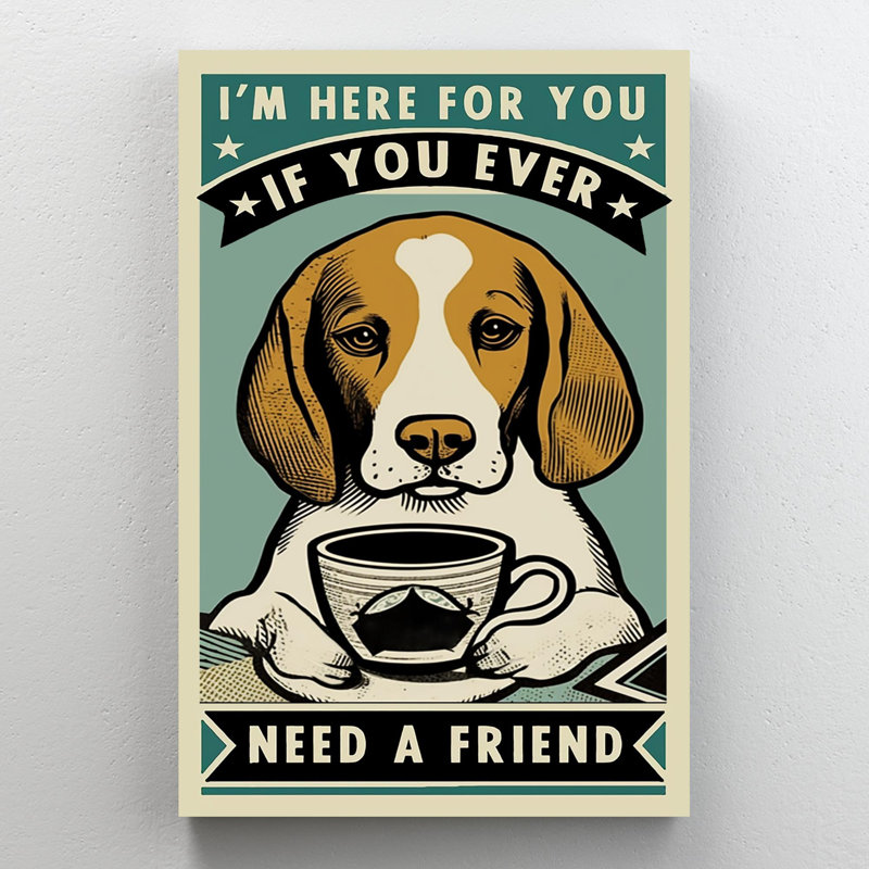 Beagle Need A Friend - 1 pièce, impression sur toile tendue, H 36 po x l 24 po x P 1,25 po