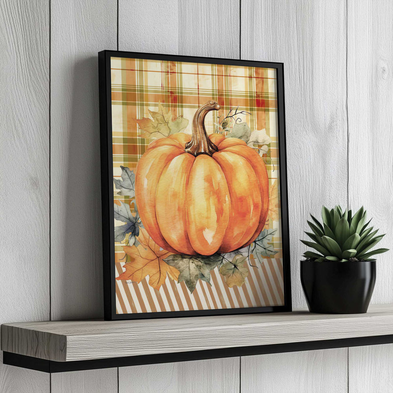 «Fall Pumpkin» par Nicole DeCamp, reproduction d'art, 30 W x 40 H, Tan, Framed Print