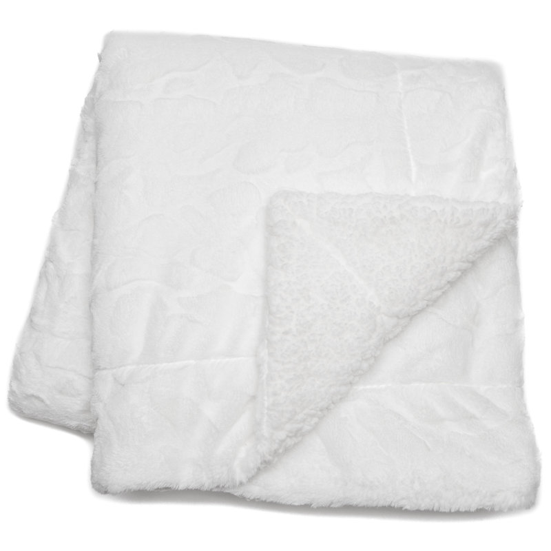 Couverture en fausse fourrure , Blanc, L 66 po x L 90 po